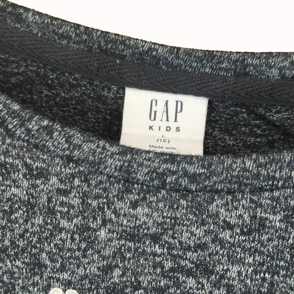 Gap Kids Girls Long Sleeve Sweater Top Size Large 10 Pattern Black Gray Hearts - Picture 3 of 5